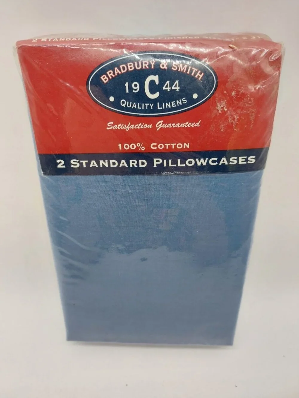 Bradbury & Smith 2 Standard Pillowcases 100% Cotton Blue 21x31